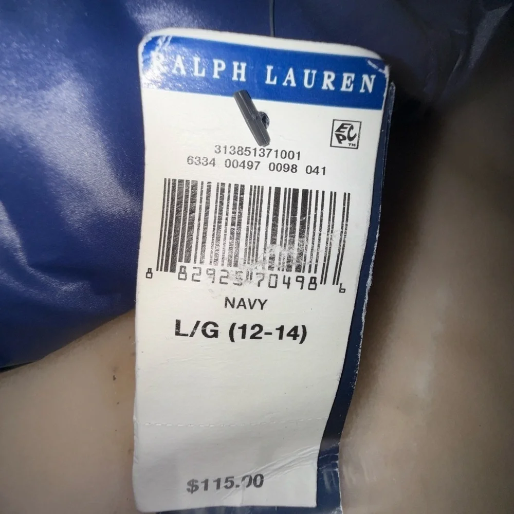 Polo Ralph Lauren Unisex Kids Reversible navy/white Puffer Vest size 12/14 large